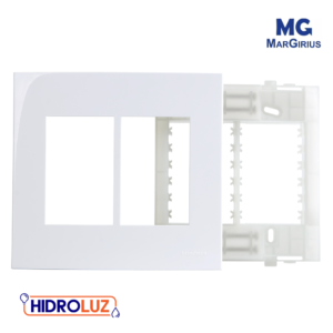 PLACA 4X4 6 POSTOS HORIZ BRANCO C/ SUPORTE SLEEK