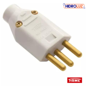 PLUGUE RETO 2P+T 20A CINZA C/ TRAVA - FAME